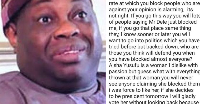 <div class="my_div">
    Dele Momodu responds as Instagram user cautions him about easily blocking people with dissenting views