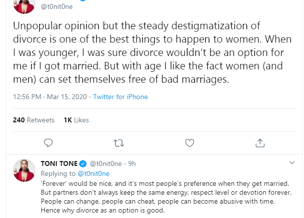 Twitter Influencer, Toni Tones, Views on the Destigmatization of Divorce