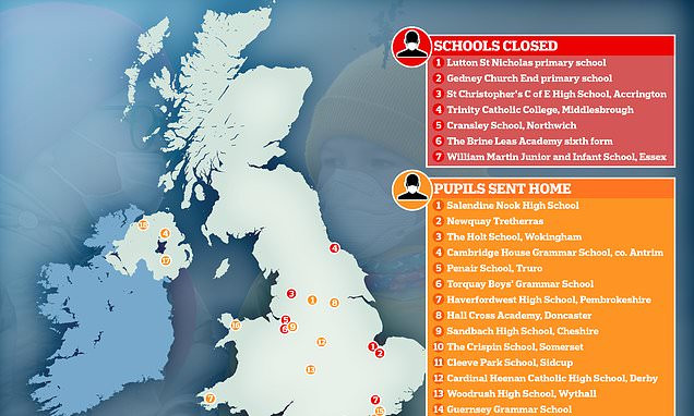 Eight UK schools shut down as 18 more send pupils and staff home over coronavirus fears