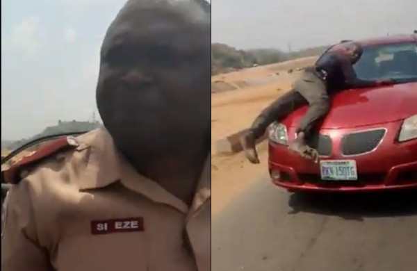 FRSC reacts to viral video of lady who was almost assaulted by one of its officials for speeding off with policeman on her car's bonnet