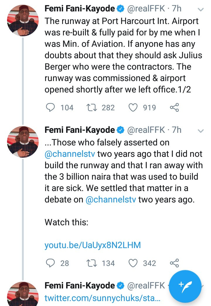 Femi Fani-Kayode responds again to Rotimi Amaechi's allegation that he embezzled 2 billion naira while was the Minister of Aviation