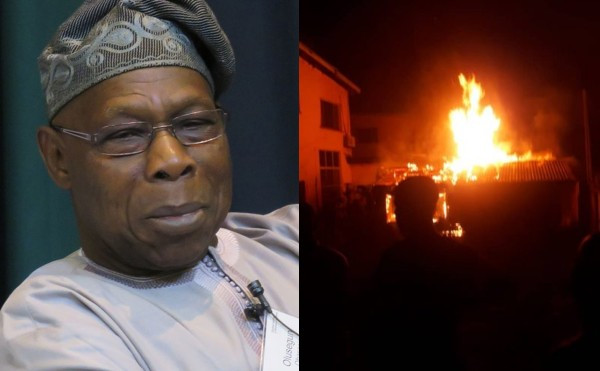An Inferno Destroys Part of Former President Obasanjo’s Residence (Watch Video)