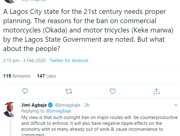 Jimi Agbaje’s Response to the Okada Ban in Lagos