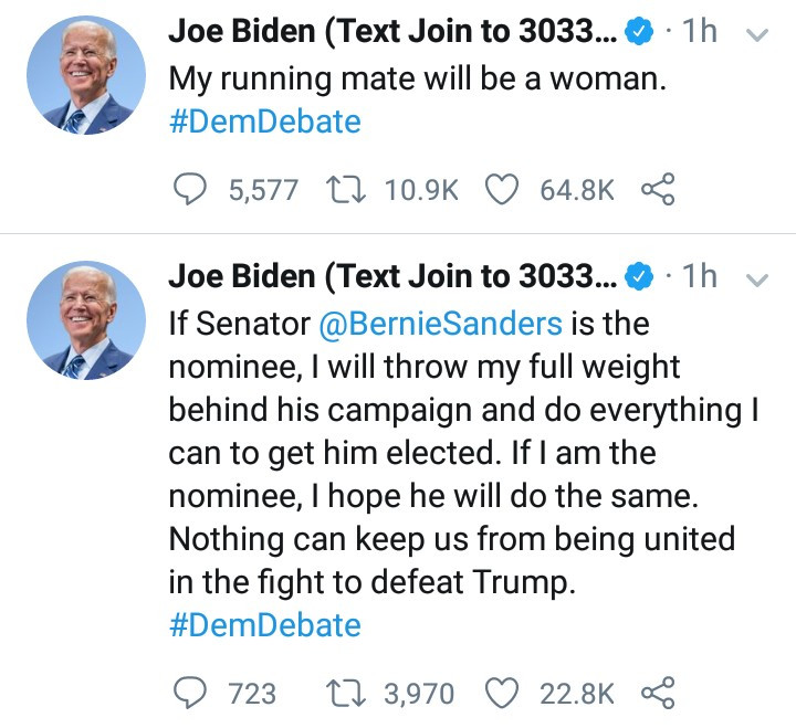 Joe Biden commits to picking a woman as Vice President