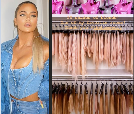 Khloe Kardashian Unveils Her Weave Closet with 50 Shades of Blonde Hair Extensions