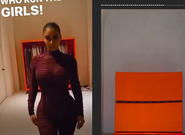 Kim Kardashian shows off the orange Ivy Park X Adidas box she got from Beyonce