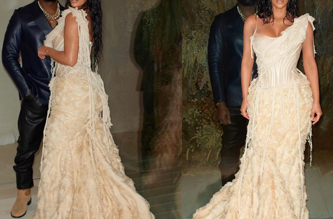 Kim Kardashian Graces the Oscars After-Party in a Stunning Gown Alongside Husband Kanye West (Pictures)