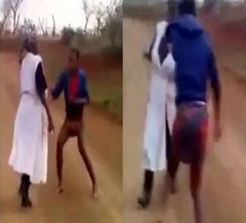 Lady seen flogging her mother after her pastor accused her of being a witch (video)