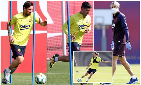 Lionel Messi and his Barcelona team-mates are back to training after Coronavirus lockdown