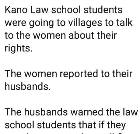 Alleged Threat to Kano Law School Students by Male Villagers for “Teaching Their Wives to be Disrespectful”