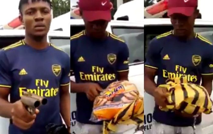 Man apprehended with a gun tucked inside a bread in Imo (video)