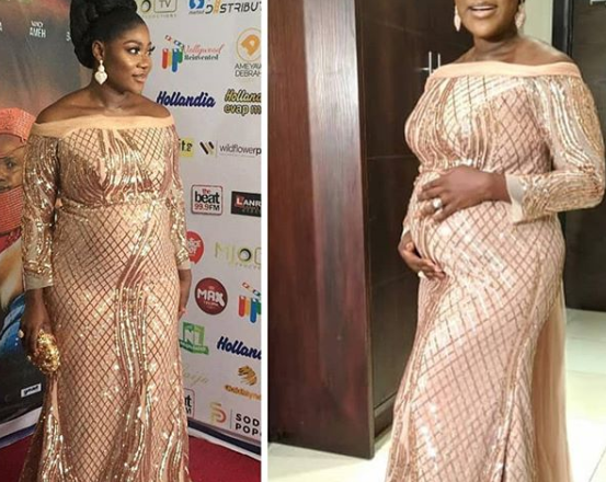 <article>
  Mercy Johnson cradles her growing baby bump as she steps out for the premiere of her first directorial movie