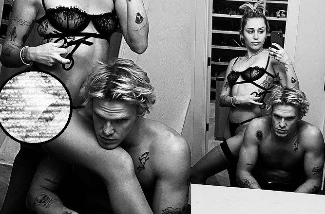 Miley Cyrus Gives Boyfriend Cody Simpson a Haircut while Dressed in Black Lingerie (See Photos)