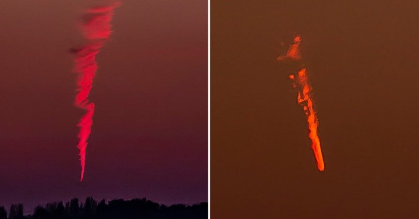 Mystery burning object spotted flying over UK skies, leaving a trail of smoke visible for 20 minutes, experts later confirmed it was a flight contrail (see photos)
