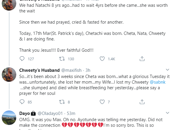 Nigerian woman tragically passes away while breastfeeding her 3-week old baby after 8-year wait for a child