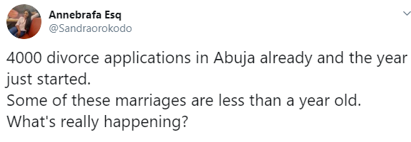 Nigerians’ Reactions to Lawyer’s Claim of Over 4000 Divorce Applications in Abuja in 2020
