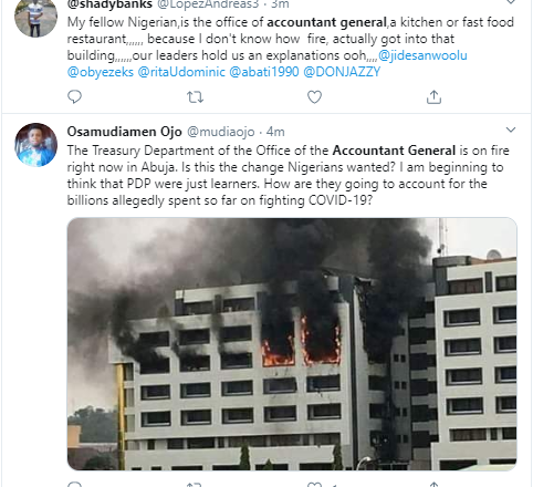 Nigerians’ Response to the Fire Outbreak at the Office of the Accountant General of the Federation