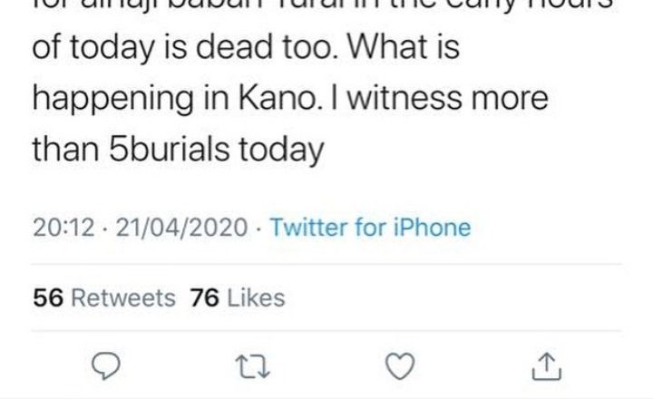 <hr>Nigerians are concerned about a mysterious surge in deaths in Kano after 190 were buried within a few days