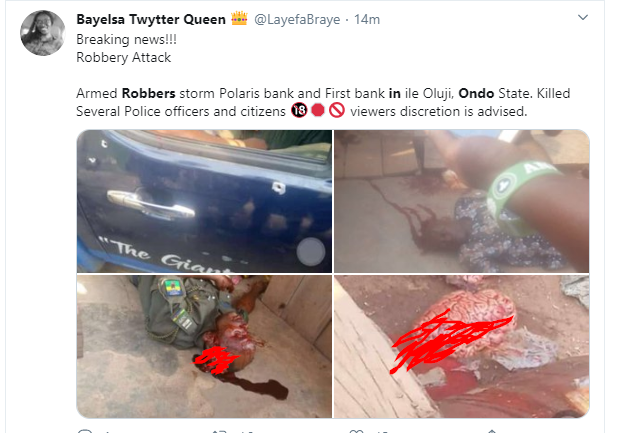 Policemen and others killed as robbers storm banks in Ondo State (graphic photos)