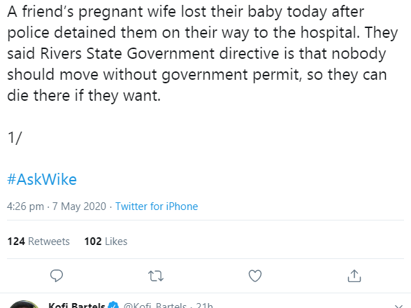Pregnant woman loses her baby allegedly after Rivers State Police detained her and her husband on their way to the hospital