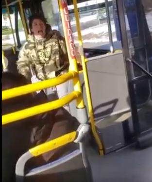Racist White Woman Confronted on a Bus for Attacking Foreign Students for Speaking Their Native Language