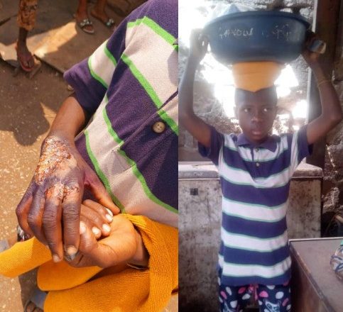 See what a mother did to her son for spending her money on biscuits without her permission (photos)