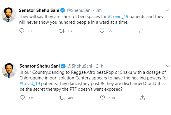 Senator Shehu Sani’s Tweets on COVID-19 Claims by the NCDC