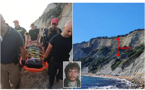 Serial rapist dubbed ‘the Beast of Kavos’ falls 100ft off a cliff and breaks his back while fleeing police in Greece