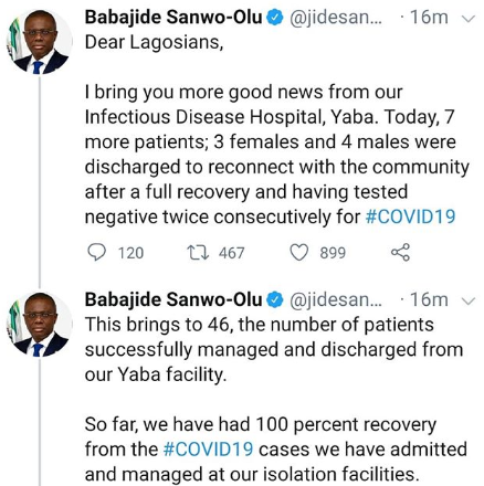 Seven COVID-19 Patients Released from Lagos Hospital