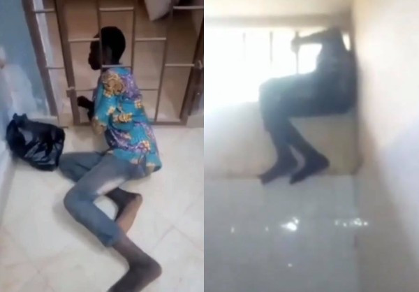 Thief shows how he got in and out of an apartment after being caught red-handed (video)