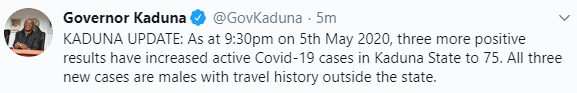 Three more COVID-19 cases recorded in Kaduna 