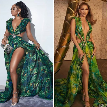 Toke Makinwa’s take on Jennifer Lopez’s iconic Versace outfit – did she nail it? (photos)