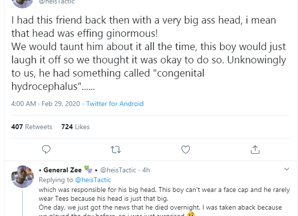 Twitter user narrates how he and others unknowingly bullied their friend to death