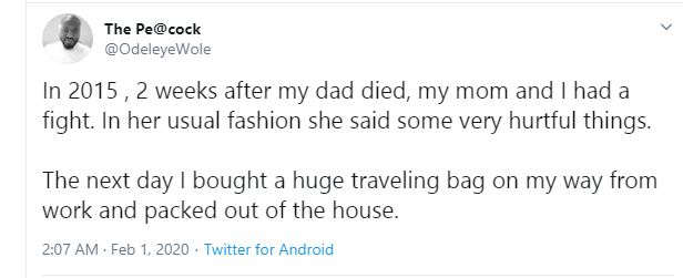Twitter User’s Experience: Walking Away from His Mother, 2 Weeks After His Father’s Death
