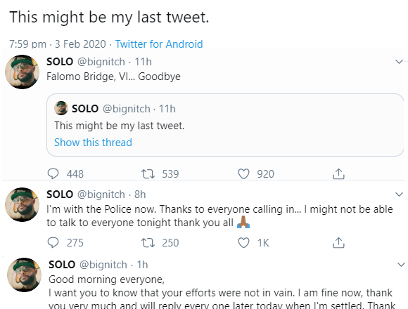 Positive support from Twitter users rescued a Nigerian man considering suicide after his distressing tweet