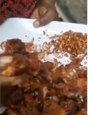 Woman shares video of what she found in 'cheap' suya her husband bought in Lagos