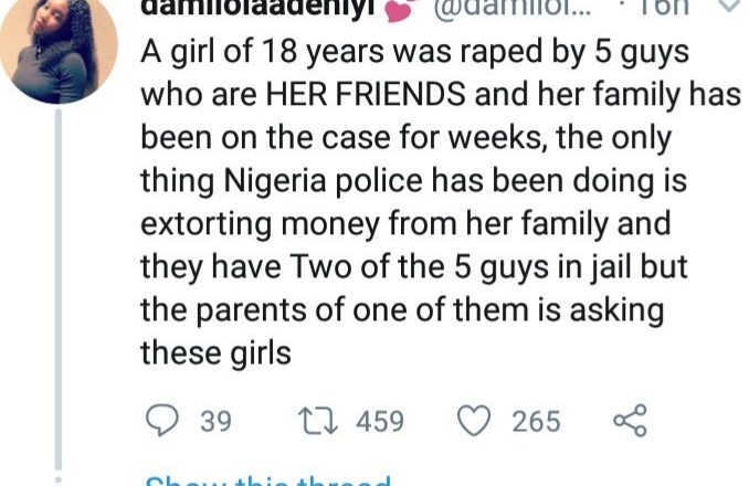 "Justice is dead" Lady cries out as an 18-year-old girl suffers severe trauma allegedly after being drugged and raped by 5 male friends