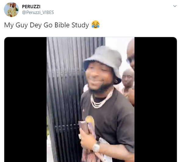 Nigerians react after Davido shares video of himself and BRed attending Bible study in a church