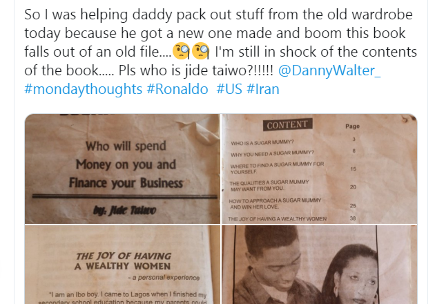 Nigerian man shares photos of ‘how to get a Sugar Mummy’ book he found in his father’s wardrobe