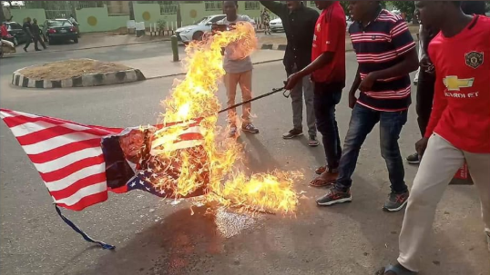 Protest in Abuja as Shiites Burn US Flag in Response to Iranian General’s Killing (See Photos)