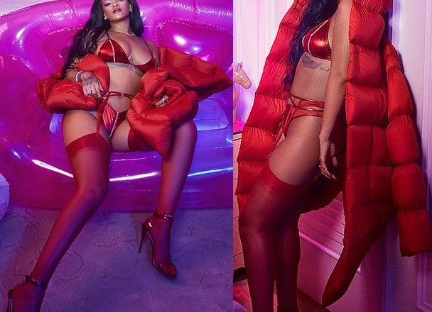 Rihanna’s Stunning Display in Red Lingerie (Photos)