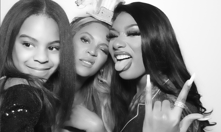 Blue Ivy looks so grown as she poses with mum Beyonce and Meghan Thee Stallion