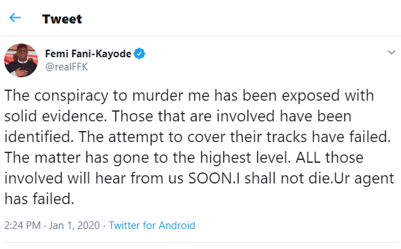 The Allegation of a Conspiracy to Murder Me with Solid Evidence: Femi Fani-Kayode Reveals