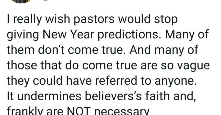Reno Omokri Advises Pastors to Refrain from Giving New Year Predictions