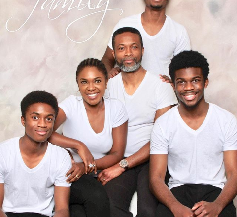 Family Photo of Actress Omoni Oboli with Her Husband and Sons