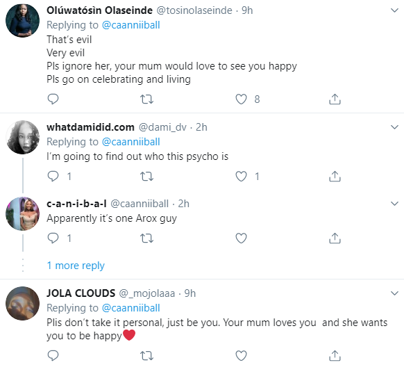 Troll criticizes woman for "moving on quickly" after her mother