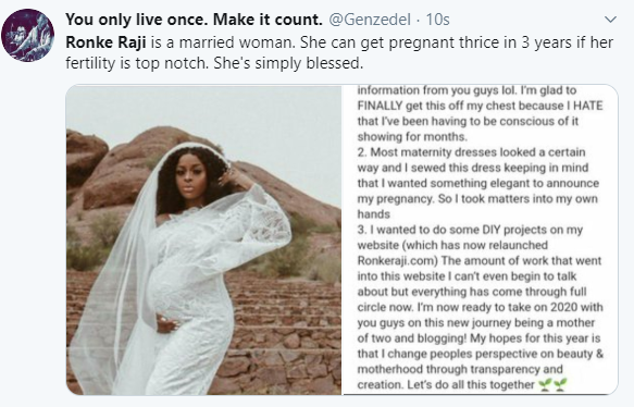 Nigerian VLogger, Ronke Raji, trends on Twitter after announcing she and her husband are expecting their second child months after they welcomed their first