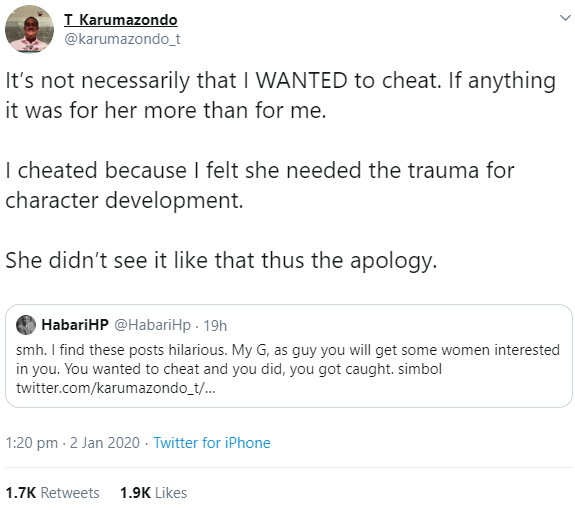 This man's excuse for cheating will shock you as it has shocked twitter users