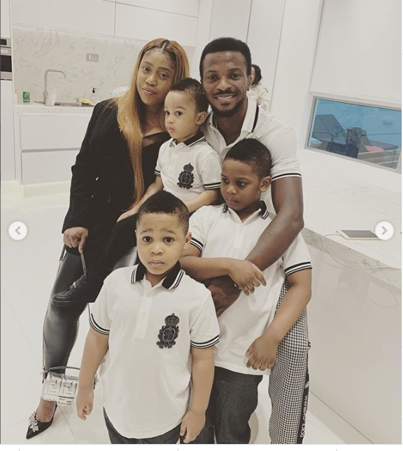 Nigerian striker Olarenwaju Kayode shares lovely photos of himself with his wife and sons 