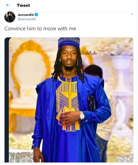 Convince him to move with me Cardi B wants her husband Offset also file for Nigerian citizenship